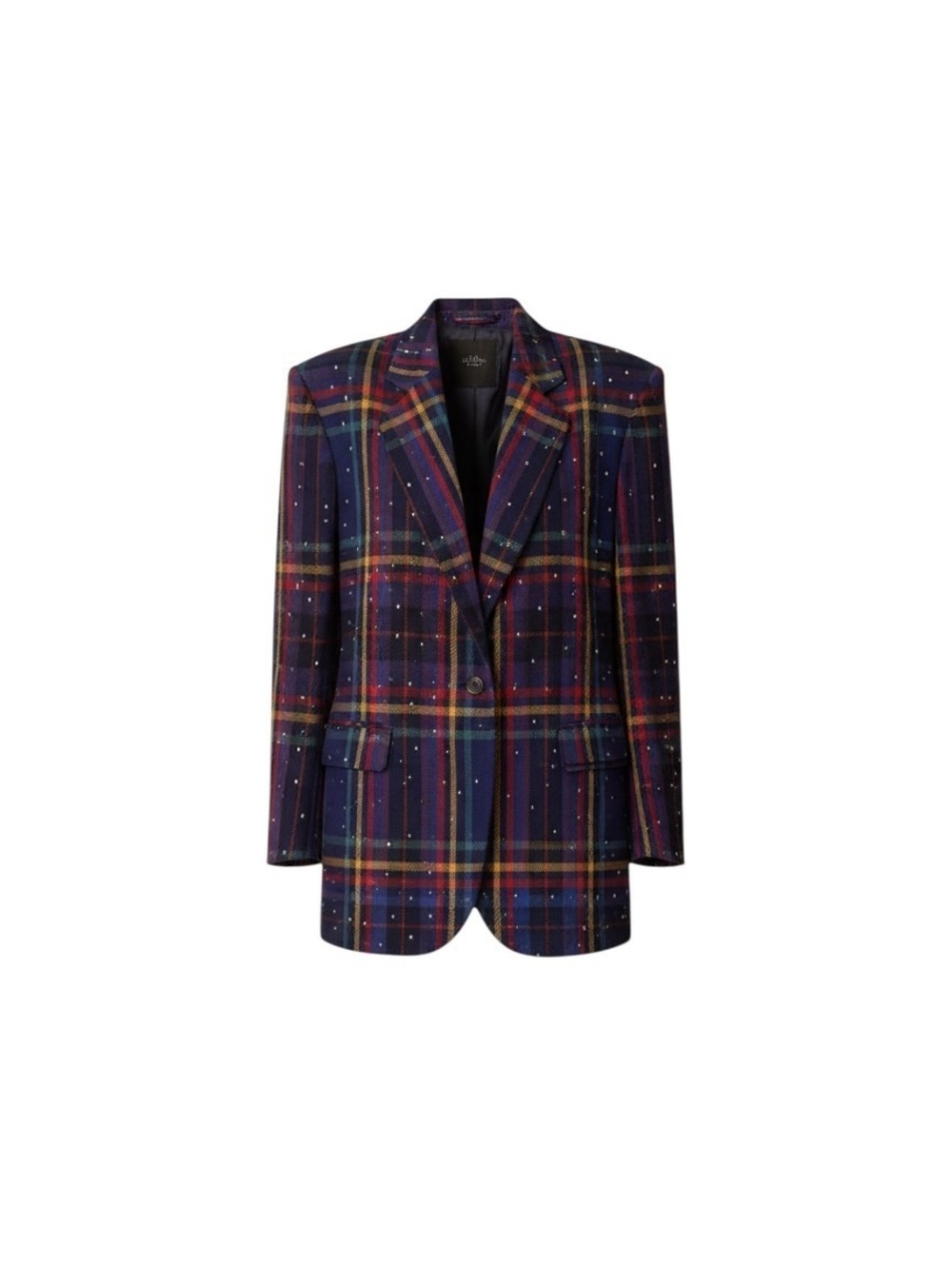 Cedars Rhinestone Embellished Navy Tartan Plaid Blazer